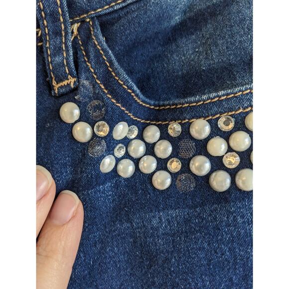 Hydraulic Women's Blue Beaded Mid Rise Button Belt Loop Blended Jeans Size 8 - Picture 5 of 5